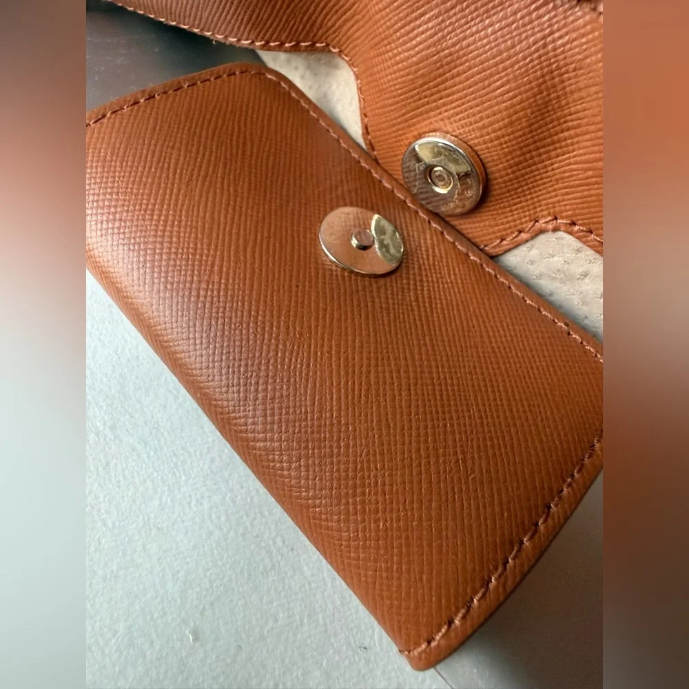 Tory Burch Brown Leather Tablet iPad Sleeve Case Logo